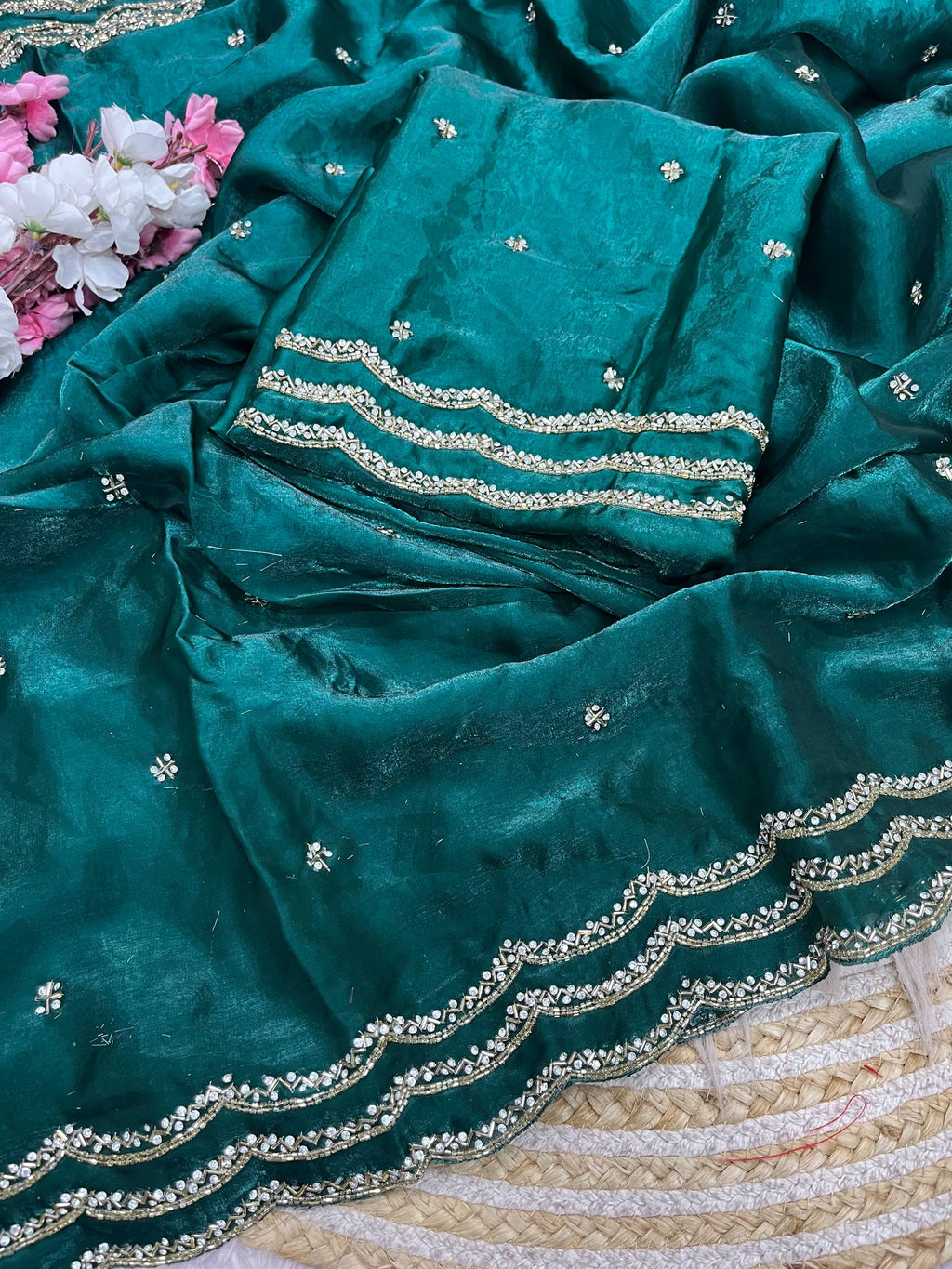 RCS-200 Peacock green Unstitched blouse