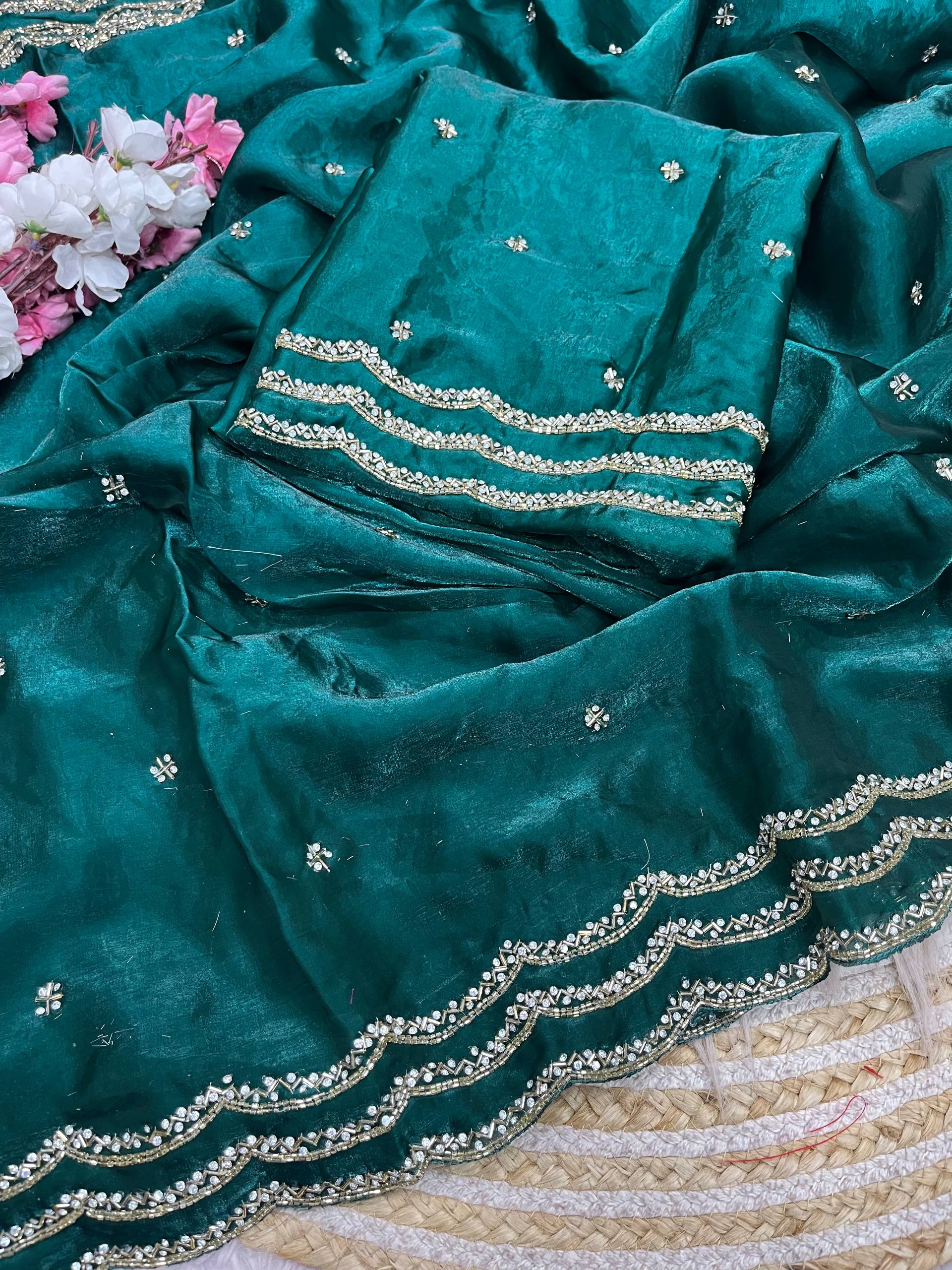 RCS-200 Peacock green Unstitched blouse