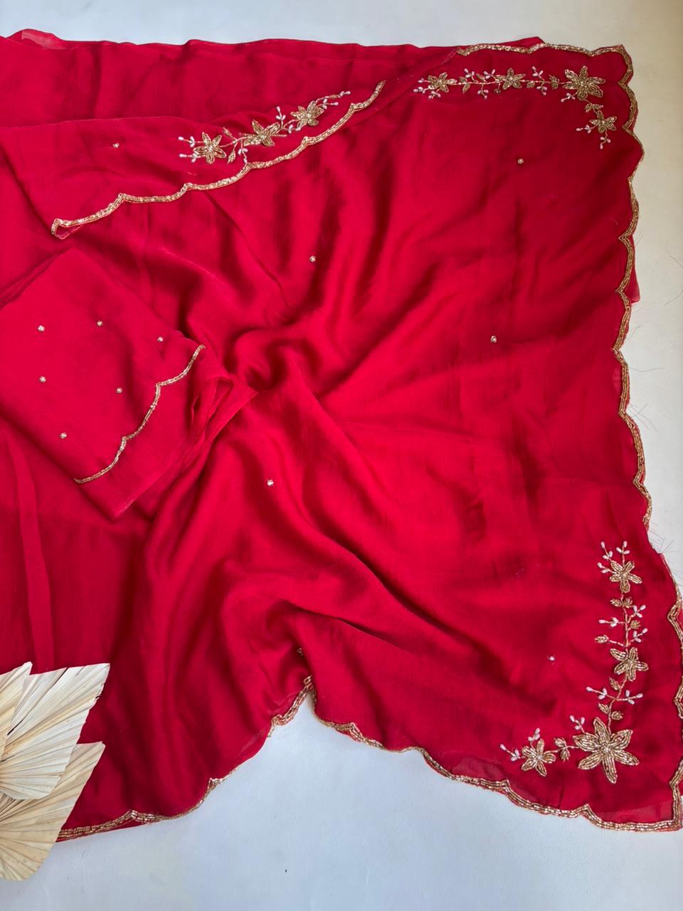 RCS-147 Red Unstitched blouse