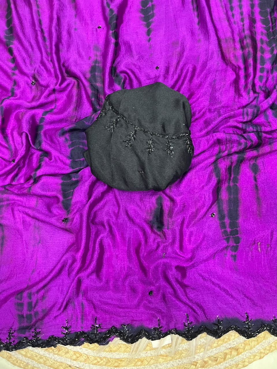 RCS -233 Purple Unstitched black blouse