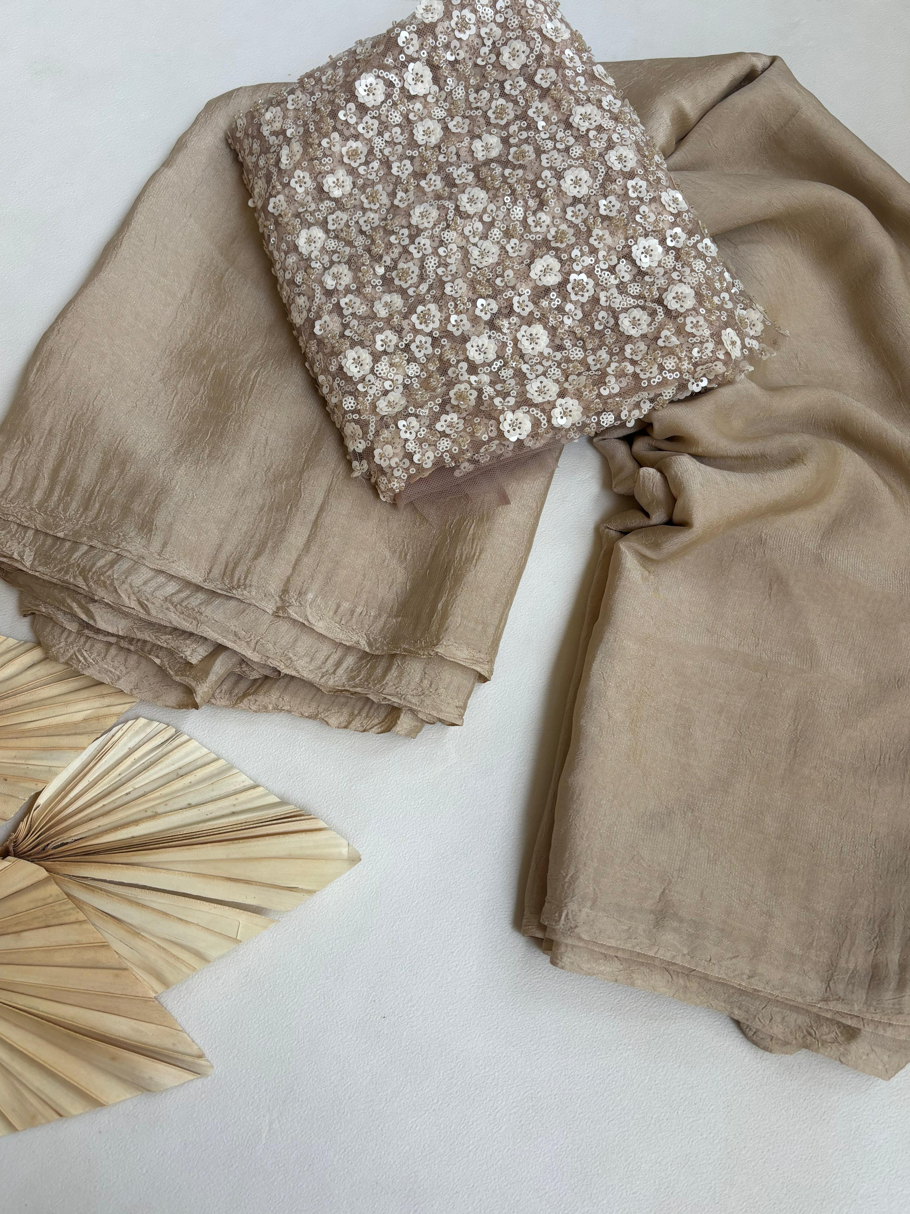 RCS-154 Cream Unstitched blouse
