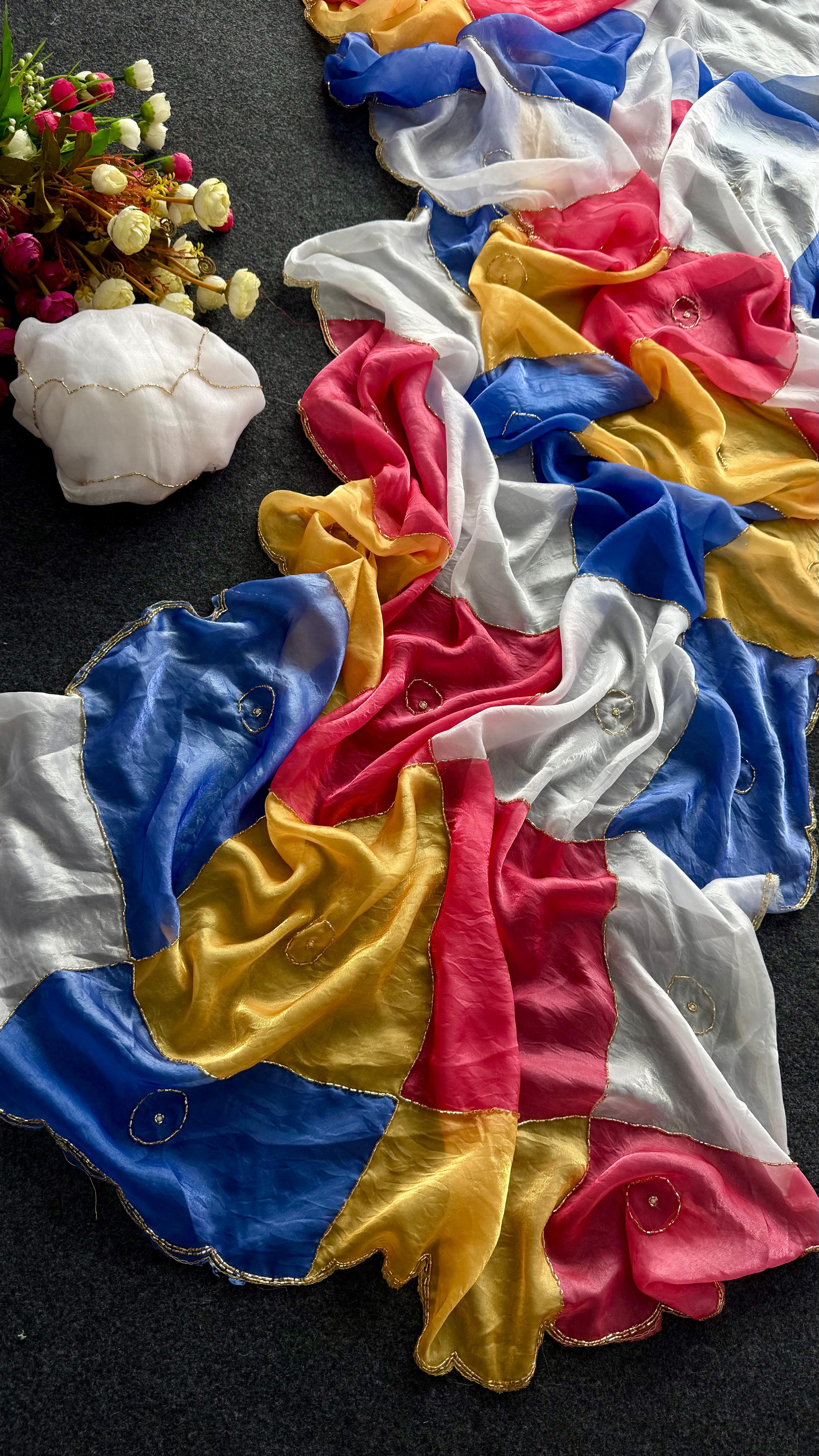 RCD-013 Gold and red Unstitched blouse